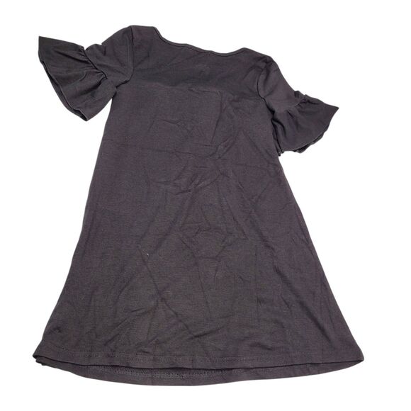 BesserBay Girl Casual Crew Neck Ruffle Short Sleeve A Line Cotton Black Dress XS - Picture 2 of 8